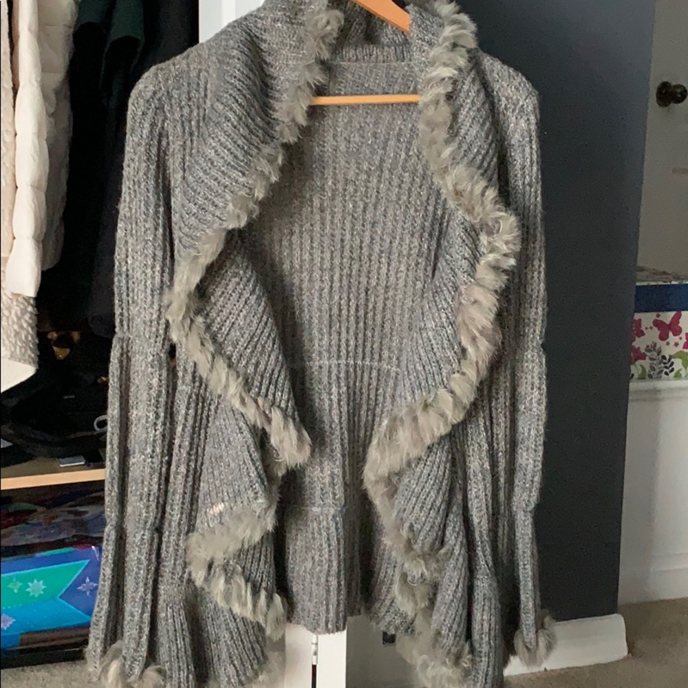 Real fur knit sweater